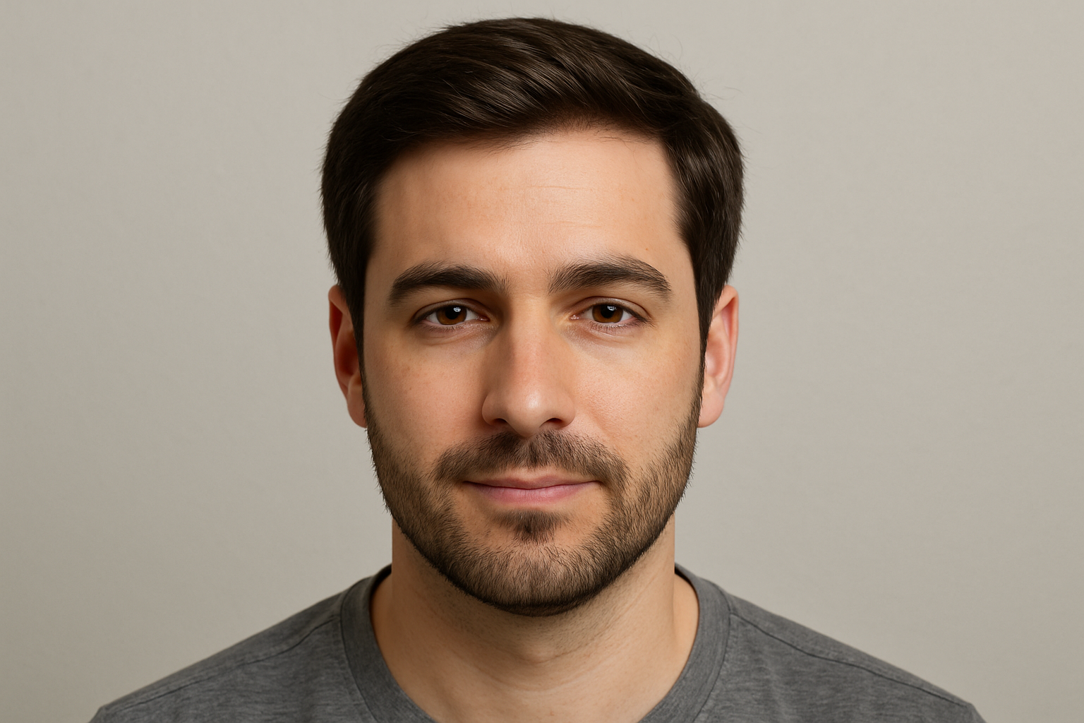 Close-up professional medical photo of male with natural, fuller hair after hair transplant showing successful treatment results